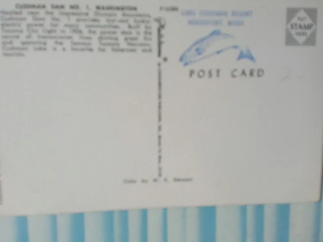 aerial view over CUSHMAN DAM NO 1. POST CARD HOODSPORT WASHINGTON 3