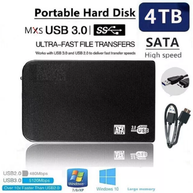 Portable 2.5in 4TB HDD External Hard Drive Enclosure USB 3.0 SATA Disk