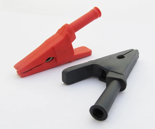 1pair Alligator Clip to 4mm Banana Jack Insulate Clamp Red + Black Open 20mm