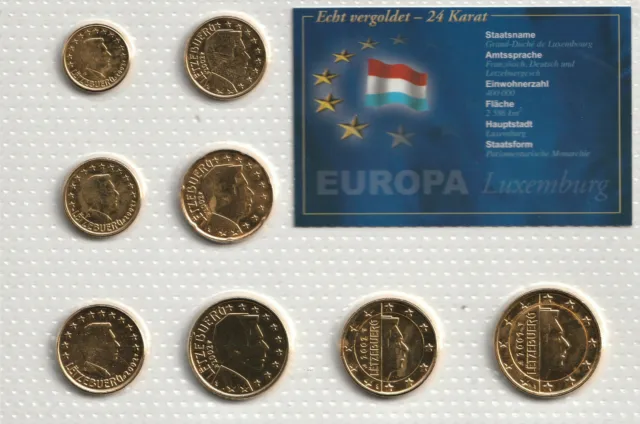 Euro-Kursmünzensatz Luxemburg - vergoldet