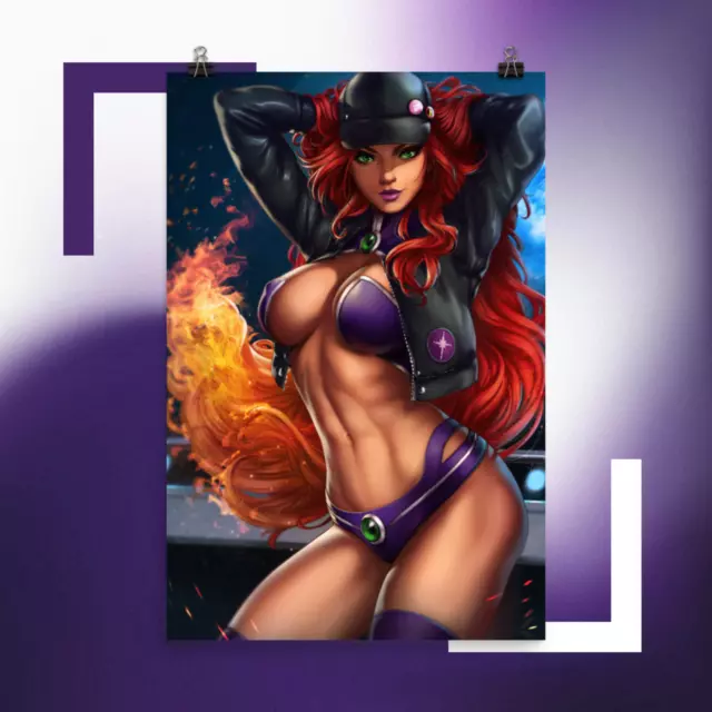 Sexy Starfire Superhero Art Poster Premium
