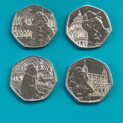 FULL SET OF 4 PADDINGTON BEAR 50p COINS RARE, VALUABLE AND COLLECTIBLE