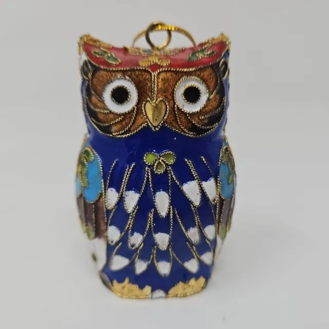 Chinese Copper Cloisonne Enamel Handmade Exquisite Two-sided Owl Statue Ornament
