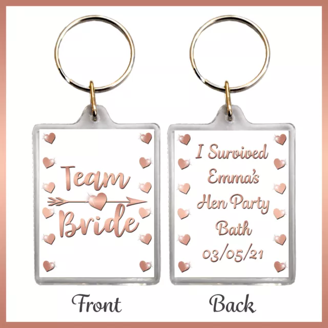 * Personalised TEAM BRIDE KEYRING For Hen Night Party Do Tribe Gift 35mm x 45mm