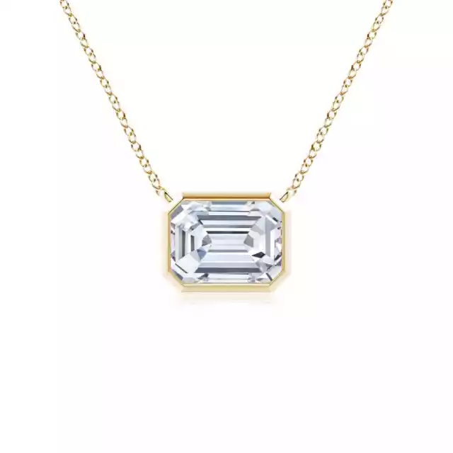 ANGARA LAB-GROWN 0.65 Ct Emerald-Cut Diamond Pendant Necklace in 14K ...