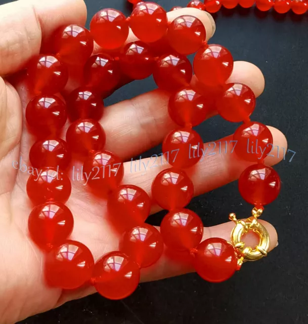 Chinese Red Jade Jadeite Round Gemstone Beads Jewelry Necklace 6/8/10/12/14/16mm 3