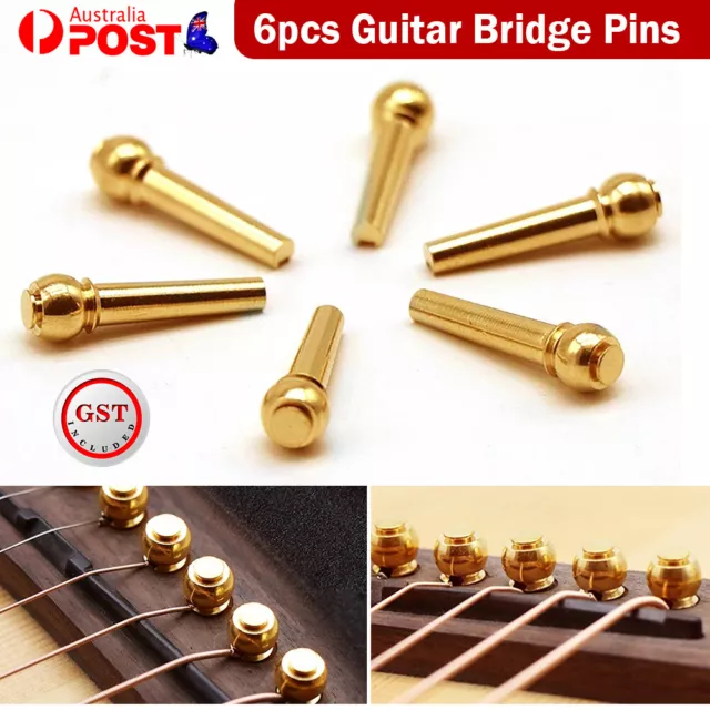 12pcs Guitar Bridge Pins Metal String End Peg Acoustic Gold Brass Replacement AU