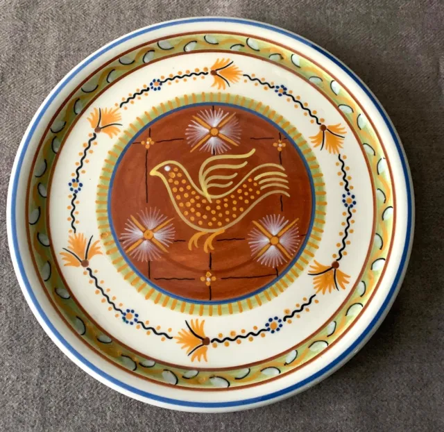 Grand plat en faience de Quimper HB 64 R.K Décor d'oiseau