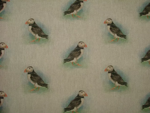 Puffin Uccelli Misto Cotone Lino Tessuto Tenda Tappezzeria Cuscino a Pacchetto