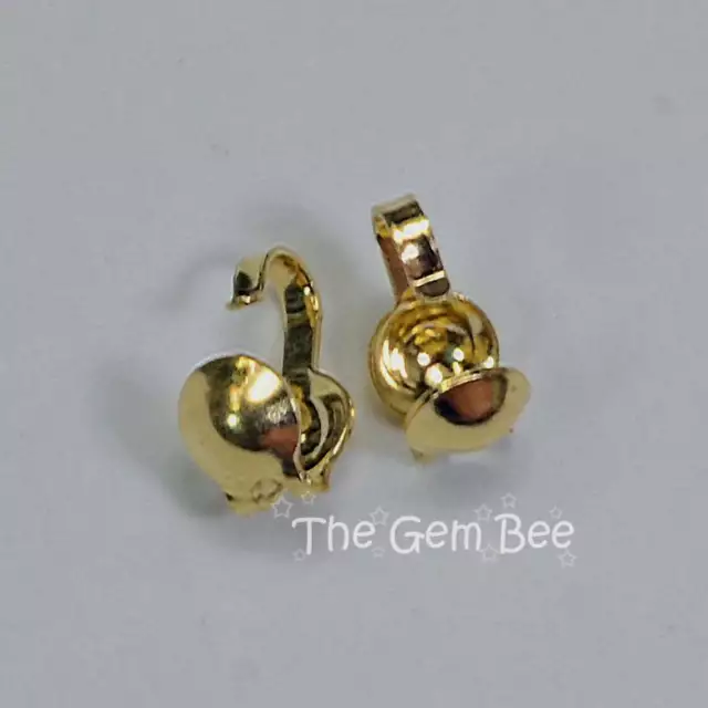 14K SOLID YELLOW Gold Crimp Hook Clam Shell Bead Tip End Findings (2 ...