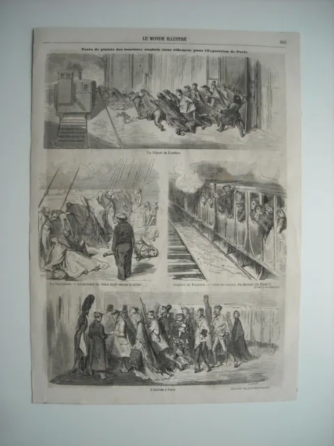 Gravure 1861. Train De Plaisir Des Touristes Anglais, Sans Riflemen,  Pour Expos