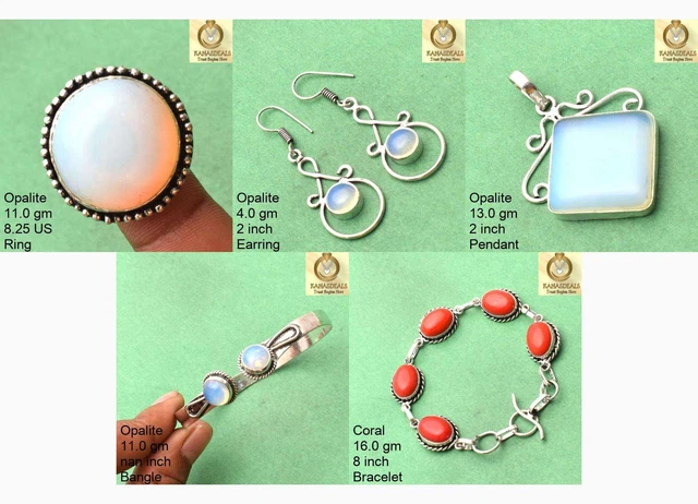 Opalite Ring Earring Pendant Bangle Bracelet 5pc Bulk Jewelry Lot CMB-46871_75