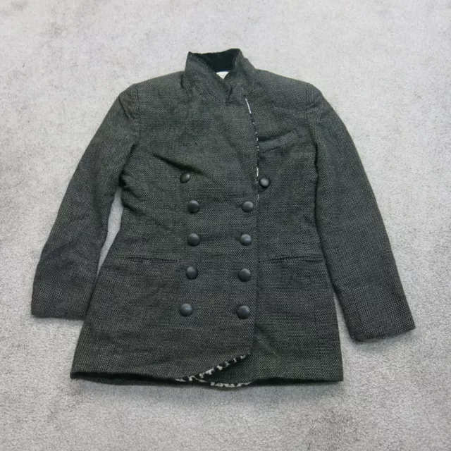 Christian Dior Womens Peacoat Double Breasted Long Sleeves Pockets Black Size 10