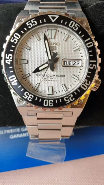 SEIKO 5 Sports SNZD65K1 White Dial Automatic Watch 7S36-02B0 Steel Hardlex 100m