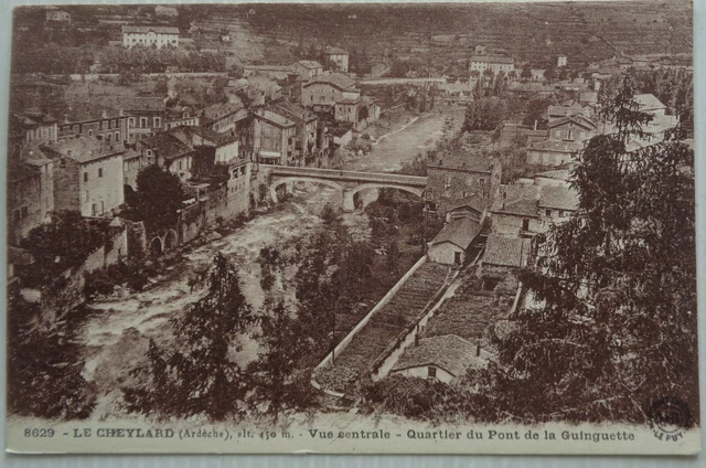 The Cheylard 07 CPA View Central District of / Bridge Guinguette Good Condition