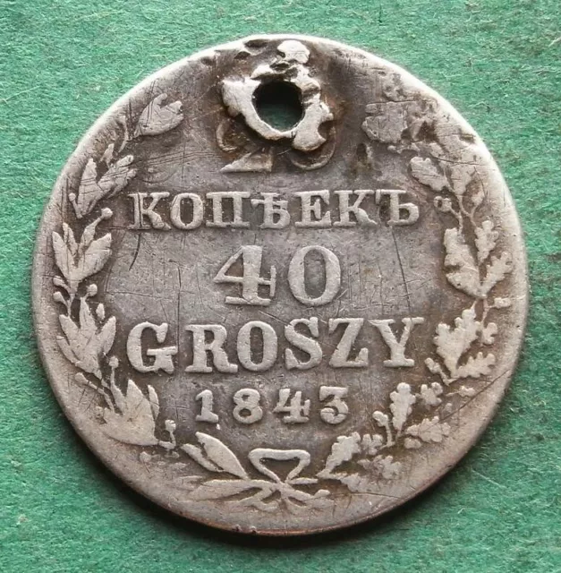 Münze Silber Polen Russland 40 Groszy 20 Kopeken 1843 selten nswleipzig