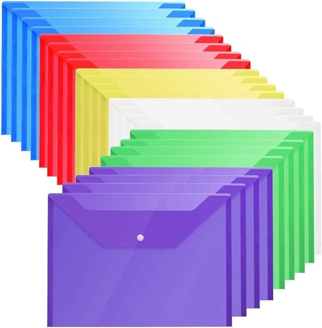 PLASTIC ENVELOPES POLY Envelopes - 24 Pack Poly Folders with Snap ...