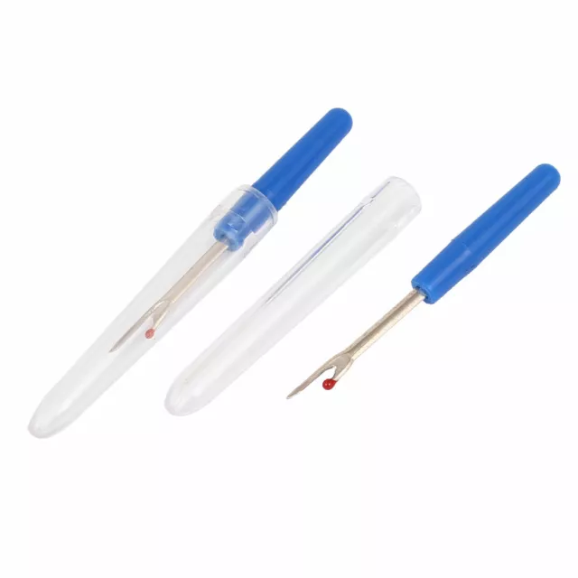 Plastic Handle Sewing Stitch Thread Unpicker Seam Ripper Cutter Blue 2Pcs