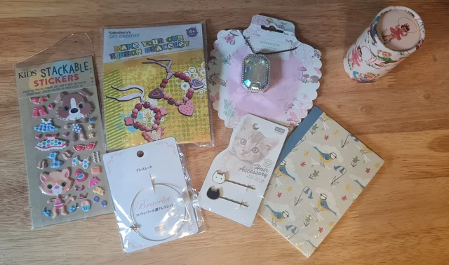 Girls Stocking Filler Bundle; Stickers, Bracelets, Hair Clip, Pot of Pencils Etc