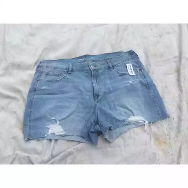 Old navy womens mid-rise boyfriend shorts 16 NEW denim blue jeans cotton blend