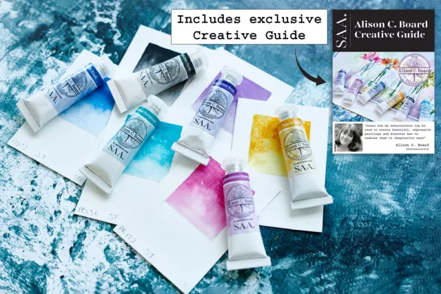 Alison Board Aquarellfarben - 6er Set x 14ml Farben plus kreativer Leitfaden