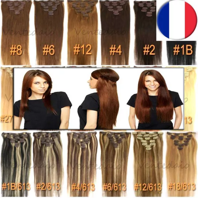 Kit Complet Extensions De Cheveux Pose A Clips 100% Naturels Remy Hair 46-60Cm 2