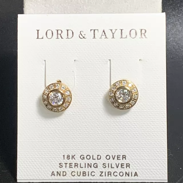 Lord & Taylor Sterling Silver Round SparklyCubic Zirconia Earring Read!