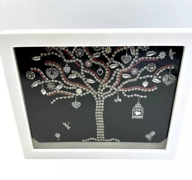 Shadow Box Frame decor, Valentine Tree made with charms and jewelry. Handmade. 2