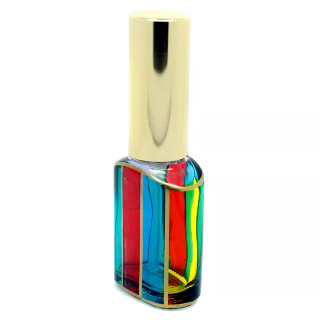 Murano Cristal Perfume Botella Multicolor Verde Rojo Dorado Azul Millefiori 9cm