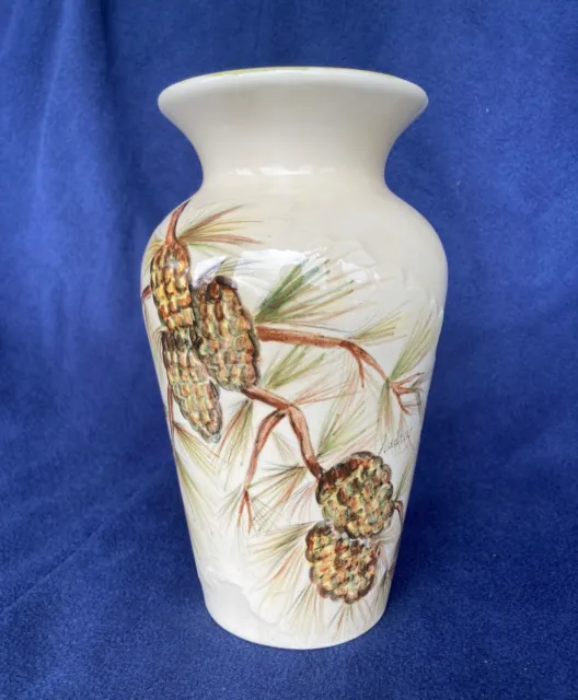 Studio Pottery Hand Painted Vase Signed Raised Details