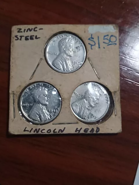 Lote De 3 One Cent Lincoln  Zin O Acero