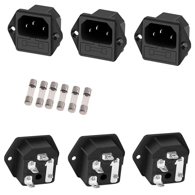 6Pcs 2 in 1 Mount Inlet Module Plug Socket Power Entry Connector Male Blades ...