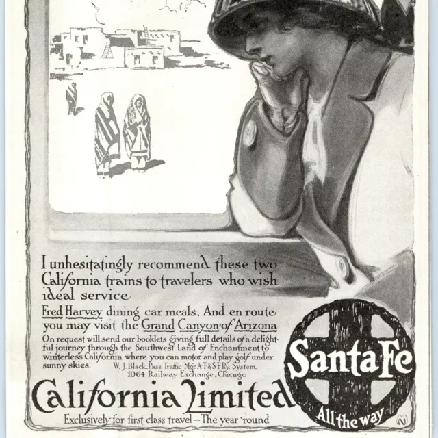 1912 Santa Fe California Limited Print Ad Advertising Antique Original Paper 4A