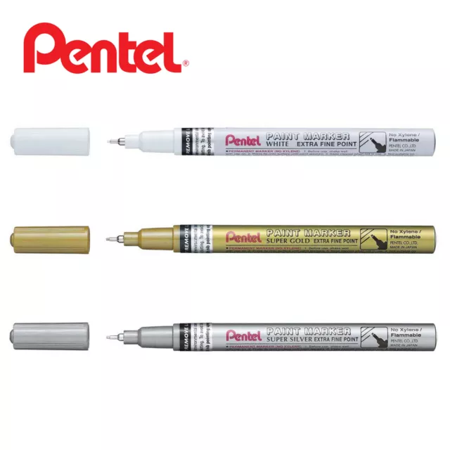 Pentel Permanent Paint Markers MFP10 Extra Fine Paint Marker - White Gold Silver