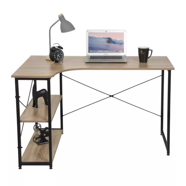 Corner Computer Desk with Shelves L-shaped Writing Study Table Workstation Home