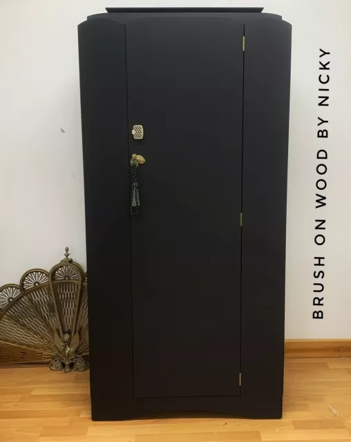 Black wardrobe with Stag/Deer design LEBUS Mid Century