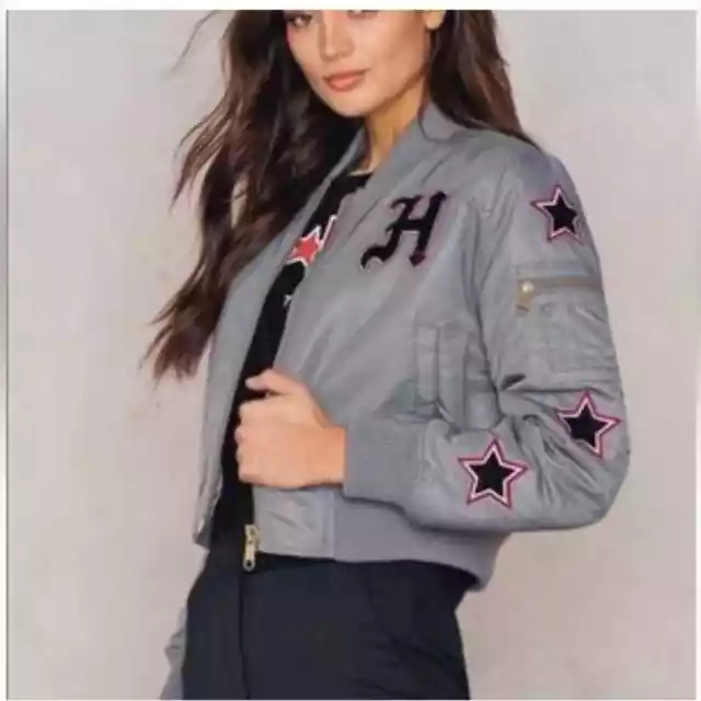 RARE Gigi Hadid x Tommy Hilfiger Women’s Gray Thermore Insulated Bomber Jacket 2