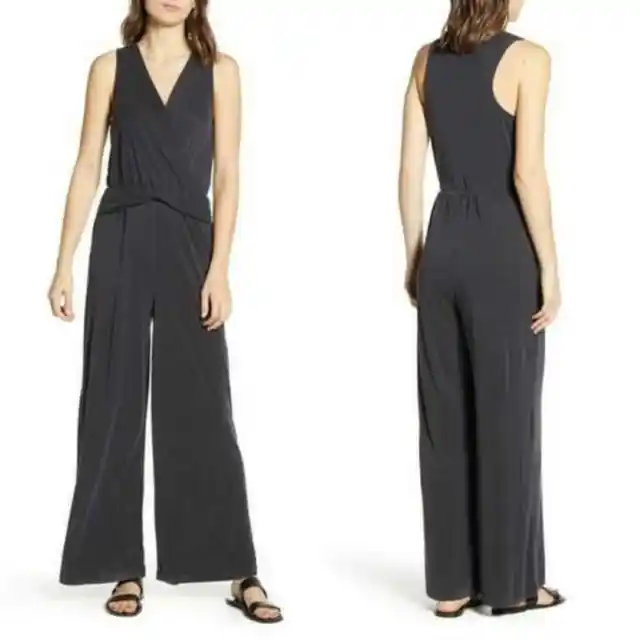 Splendid Knot Front Wide Leg black Jumpsuit size small