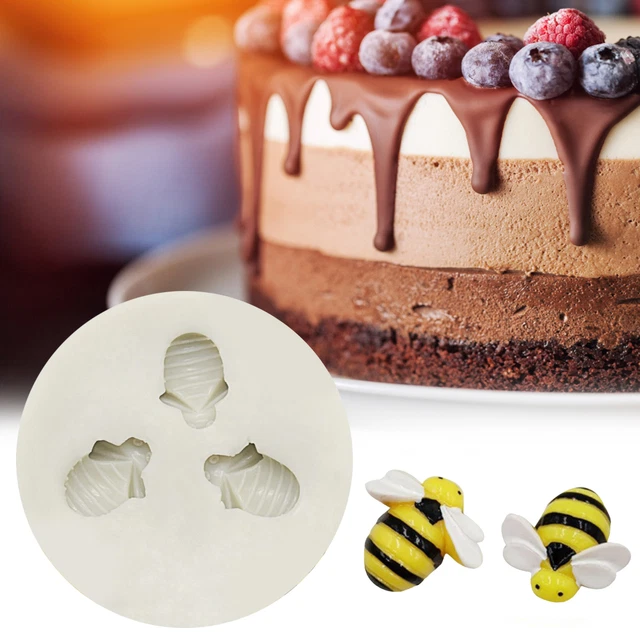 Forma fondant con 3 huecos, fácil de disolver, libre de BPA, 3 huecos, abejorro,