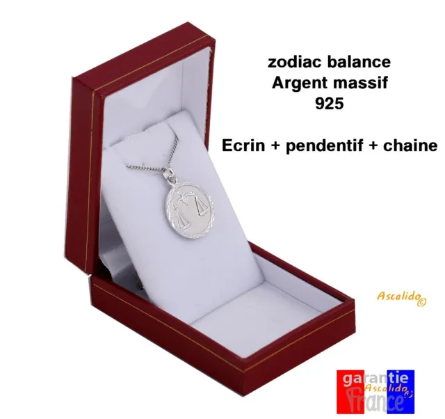 pendentif astro médaille zodiac en argent massif avec chaine coffret gravure