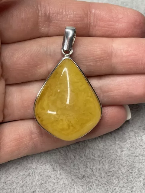 BALTIC AMBER Jewellery. Yellow Amber.Egg Yolk Amber PENDANT with Sterling Silver