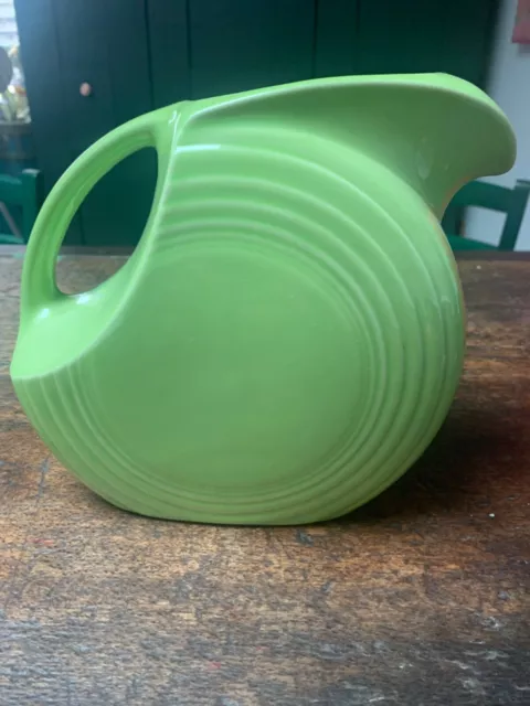 a large vintage fiesta ware art deco style green jug