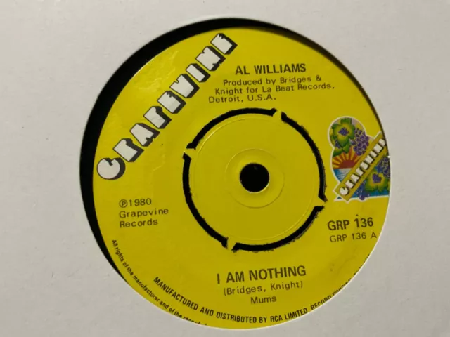 Old Northern Soul Uk Grapevine-Al Williams-I Am Nothing-Vg