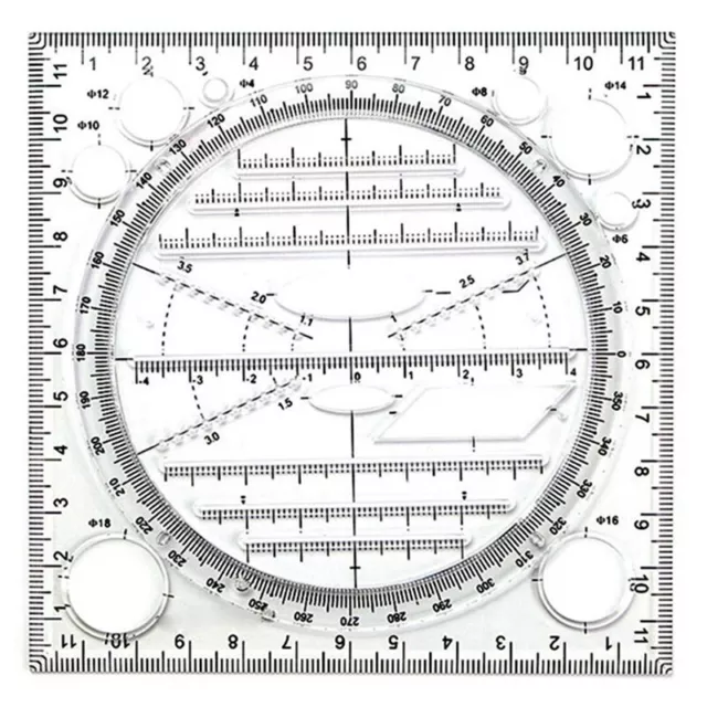 Plantilla de dibujo circular multifuncional, herramienta de dibujo geométrico,