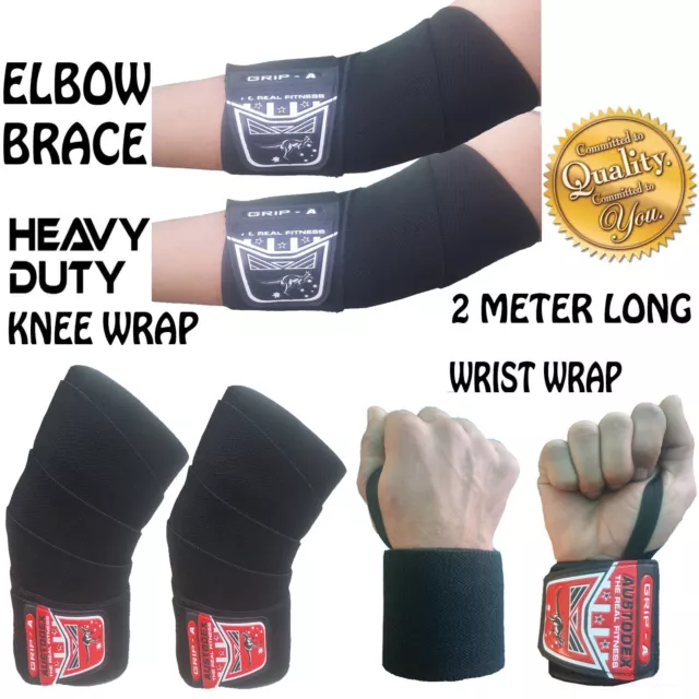 Weight Lifting BodyBuilding Gym Wrist Support Strap knee wraps ELBOW BRACE bar