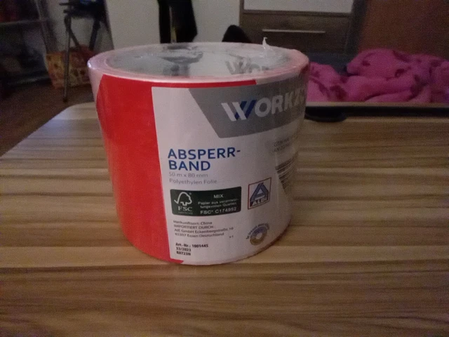 1 Rolle á 50m x80mm Absperrband  rot / weiß Warnband Absperrbänder