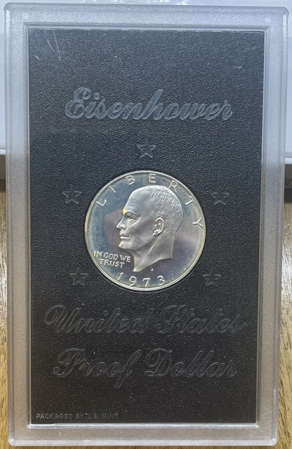1973 S Eisenhower United States Proof Dollar - 40% Silver Content 1973 S Eisenhower United States Proof Dollar - 40% Silver Content