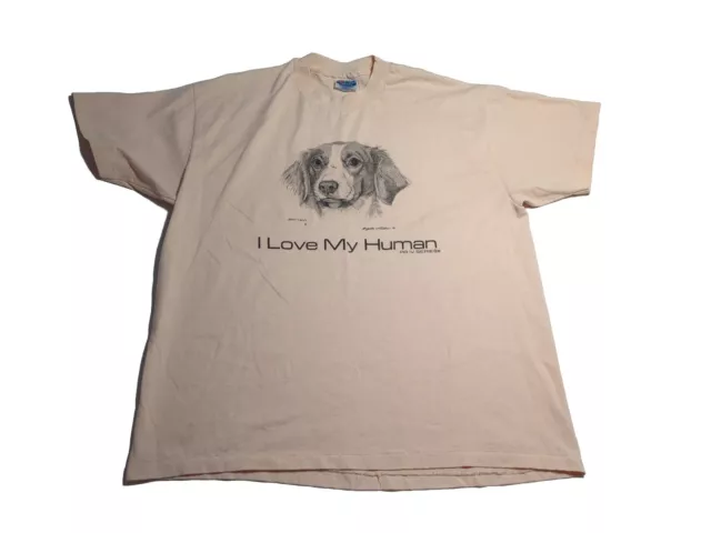 Brittany Spaniel T-shirt Vintage Size XL Single Stitch I Love My Human