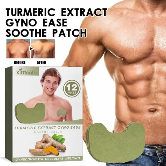 12pcs Turmeric Extract GynoEase Soothe Patch Men's Reducing Fat &Swelling& G0L0
