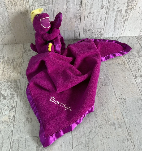 Manta de seguridad vintage Barney púrpura dinosaurio amoroso pijama sombrero
